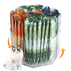 MAOUDA organizador giratorio para premios de gatos, acceso rápido a snacks húmedos.