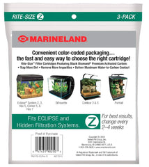 MarineLand Rite Size Z, visión interior del cartucho, filtración química para agua más clara.