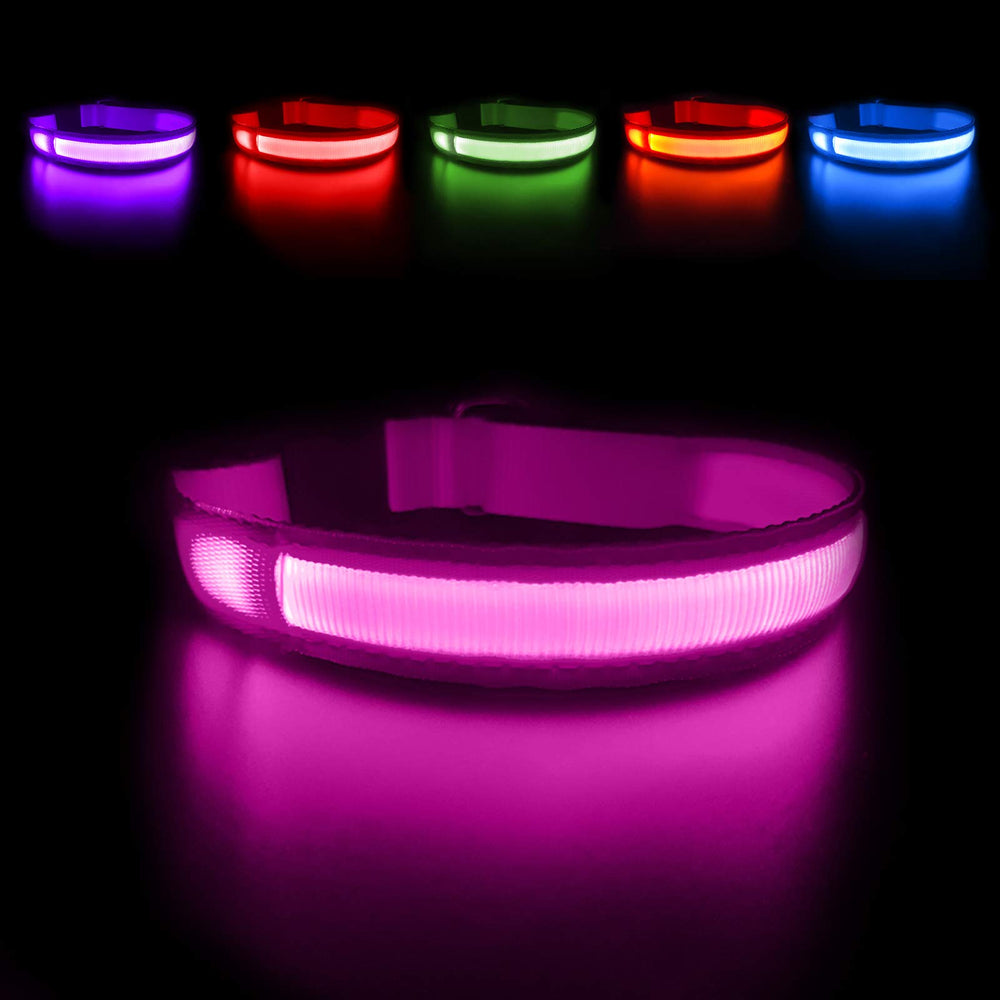 MASBRILL collar LED, vista frontal, mayor visibilidad nocturna para paseos seguros