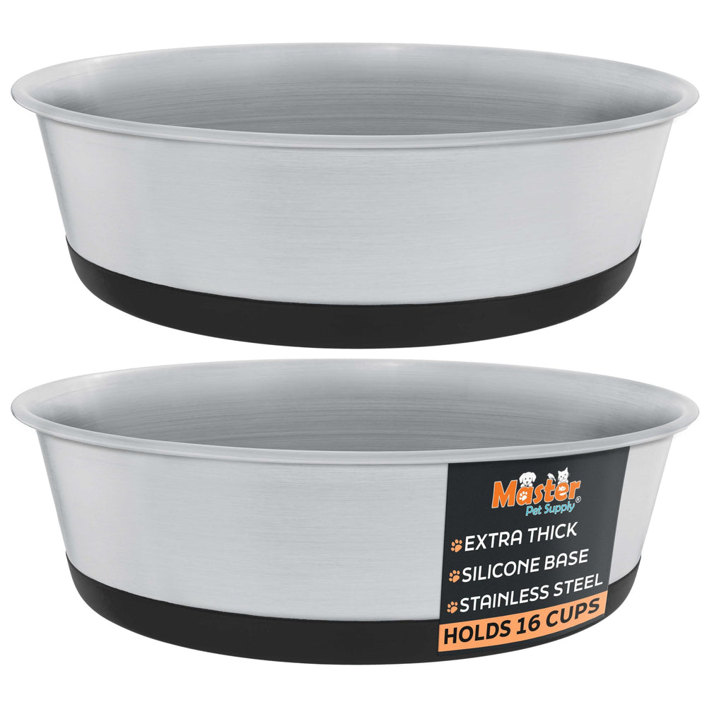 Master Pet Supply: cuencos de acero inoxidable, juego de 2, duraderos y fáciles de limpiar.