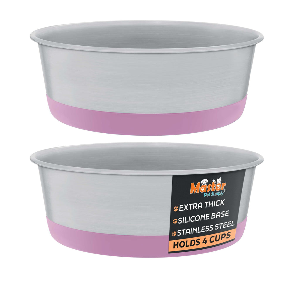 Master Pet Supply: cuencos de acero inoxidable en set de 2, aptos para comida y agua.