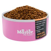 Master Pet Supply tazón acero inoxidable rosado hiper, color vibrante y duradero para mascotas.
