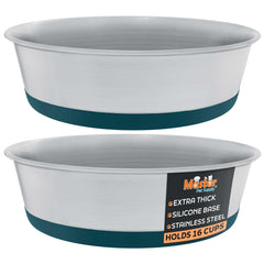 Master Pet Supply tazones de acero inoxidable para perros en oceano-esmeralda, duraderos para uso diario.