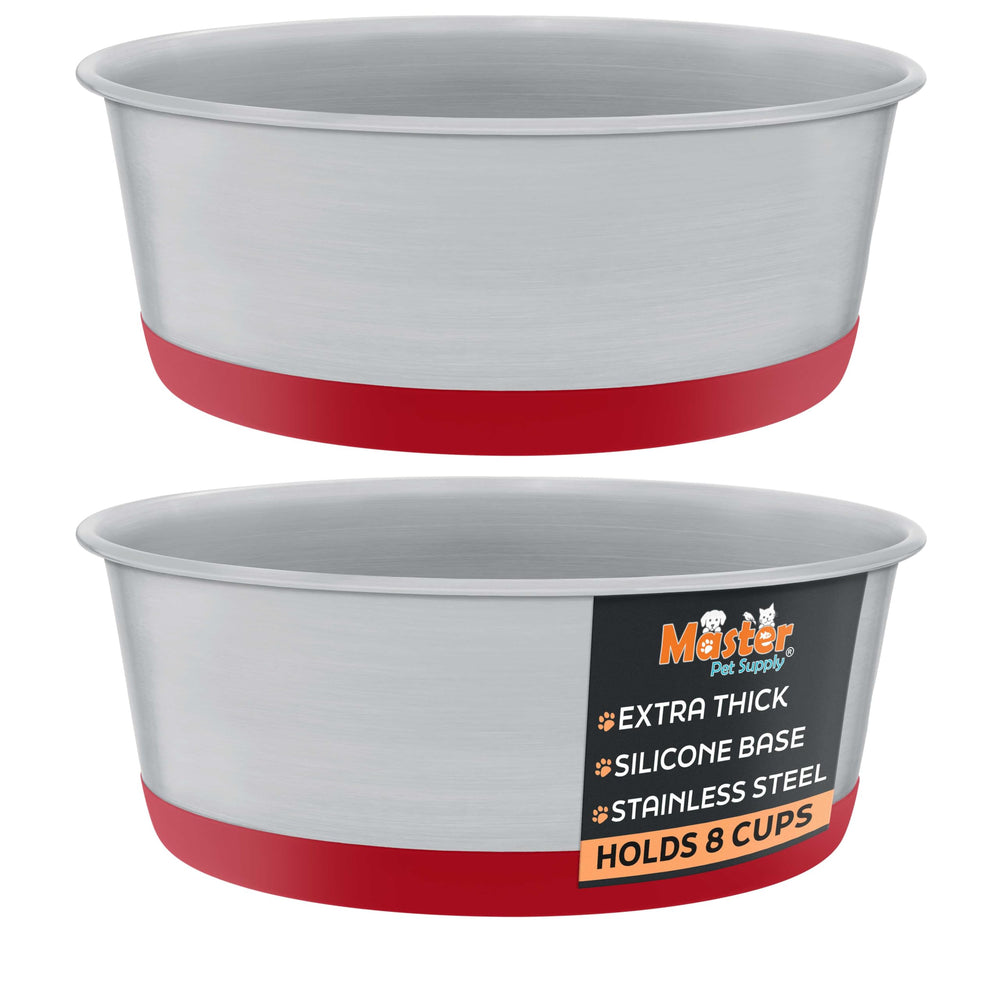 Master Pet Supply tazones de acero inoxidable, 8 tazas, color rojo carmesí, para perros.