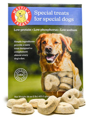 Mattie's Treats: caja de 1 libra, snack apto para dietas con bajo proteína.