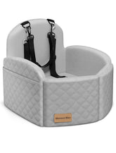 Silla mavora-max para perros gris, segura y cómoda para viajes en coche.