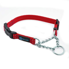 Collar martingale Max y Neo de acero inoxidable rojo, vista frontal segura.