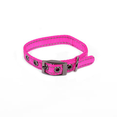Collar para perro Max y Neo con hebilla metálica reflectante, ideal para paseos nocturnos.