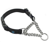 Max y Neo collar martingale de acero inoxidable negro, cierre seguro para paseos