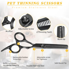 Maxshop tijeras de adelgazamiento para perros, conjunto profesional para suavizar pelaje denso.