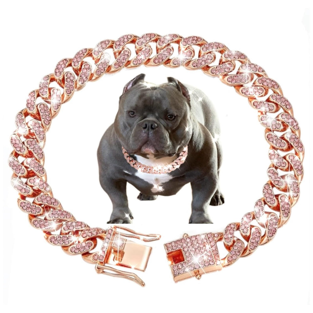 Maydueosiy collar rosado con cristales para paseos con estilo