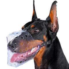 Bozal de cesta Mayerzon para perro grande visto desde arriba, cómodo y ajustable para paseos