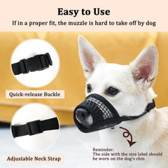 Bozal Mayerzon de malla suave para perros grandes, cómodo en visitas.