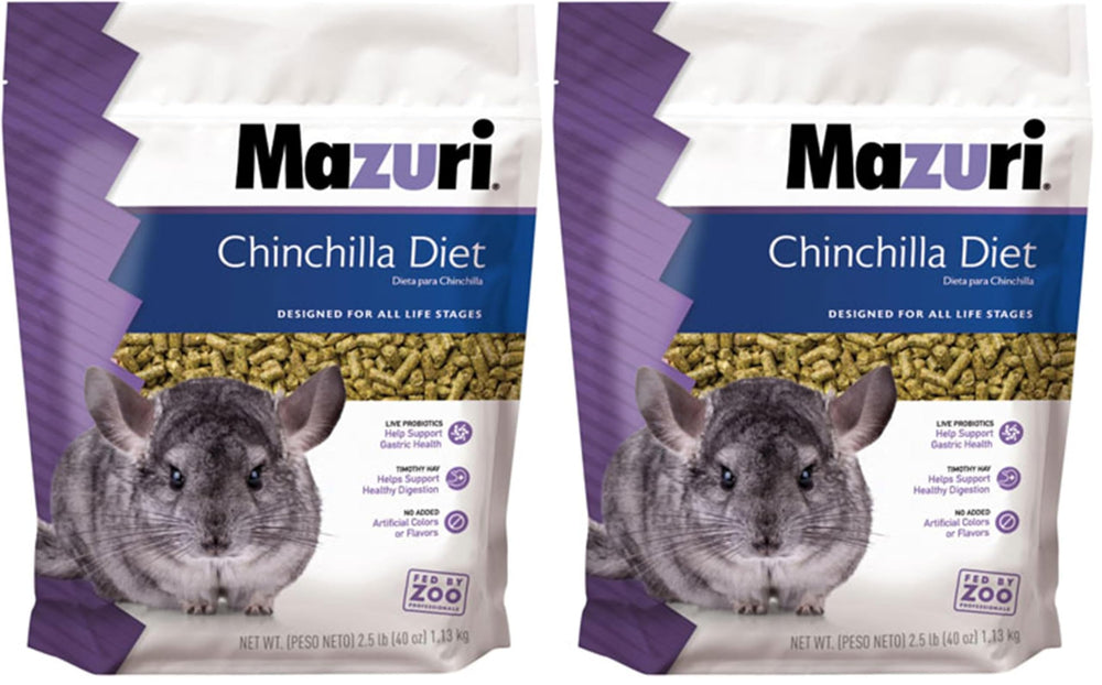 Mazuri Alimento para Chinchillas, paquete de 2,5 lb, nutrición equilibrada para roedores