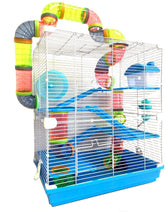 Mcage hamster-mansion-5-pisos azul: jaula amplia para explorar con seguridad