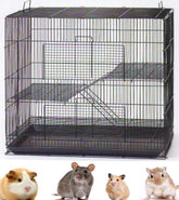 Jaula Mcage portátil de 3 niveles para transporte seguro de mascotas pequeñas.