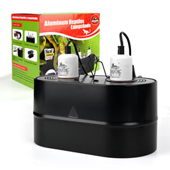Lámpara MCLANZOO con doble cabezal 150W para terrarios, iluminación UVA/UVB estable.