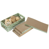 MECOOL tablero de rascar para gatos con caja, entretenimiento y descanso.