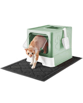 Medario caja de arena para gato, vista frontal: ofrece privacidad y fácil acceso