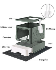 Medario caja de arena para gatos plegable, fácil de montar y transportar.