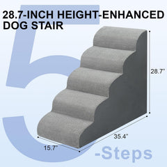 MEJYJEM escalera de 5 pasos gris, diseño estable para mascotas pequeñas