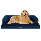Cama MEKIY para perro grande azul marino, descanso cómodo y amplio.