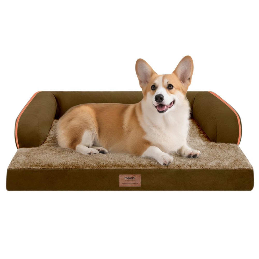 Cama MEKIY ortopédica mediana para perros con soporte de cabeza.