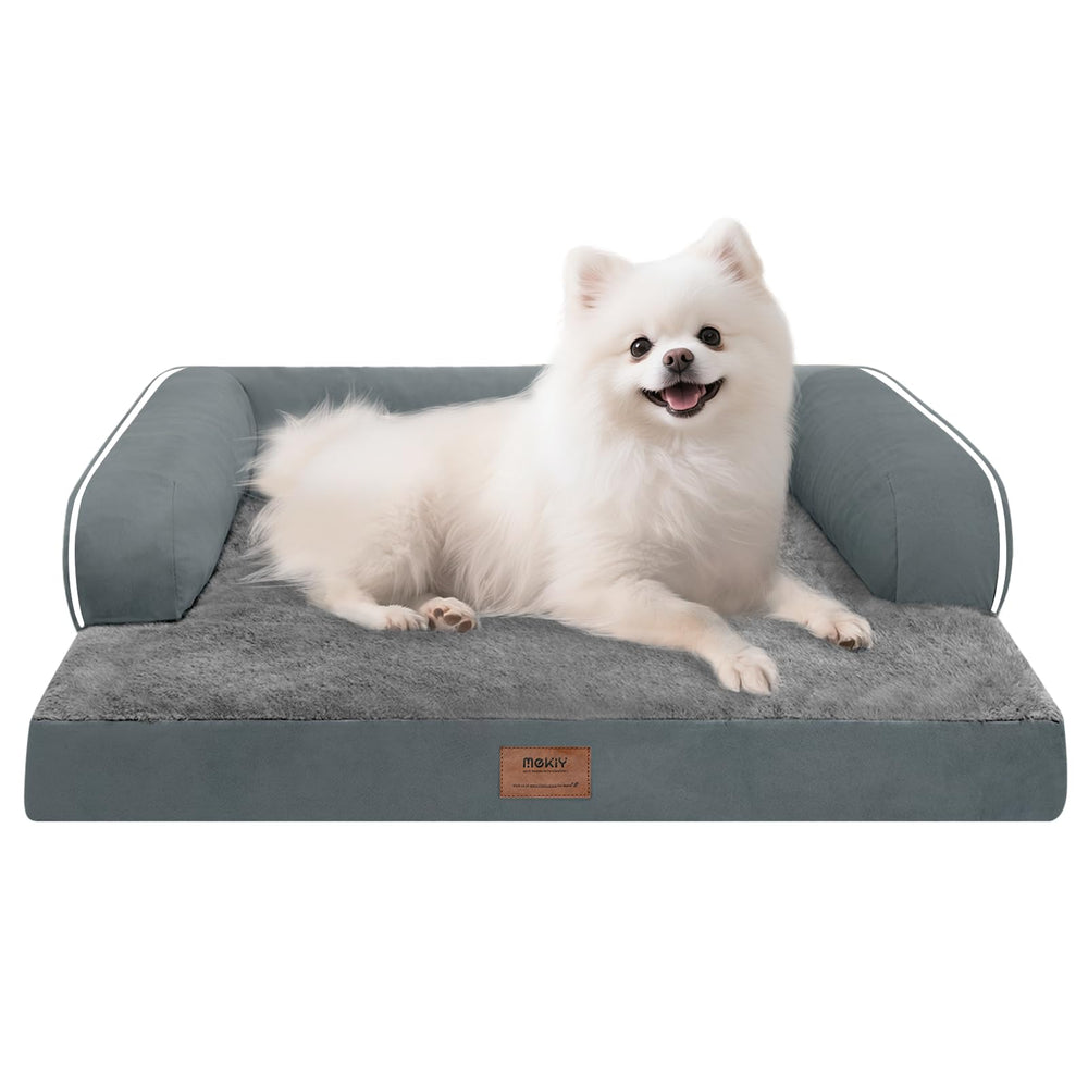 MEKIY cama perro pequeño ortopédica, soporte de cabeza y cuello para sueño cómodo.