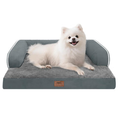 MEKIY cama perro pequeño ortopédica, soporte de cabeza y cuello para sueño cómodo.
