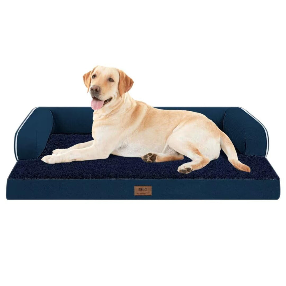 Cama MEKIY para perros grandes con cobertura removible y limpieza rápida.