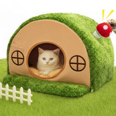 Mellownido cama gato, diseño arbol hueco para refugio cómodo.