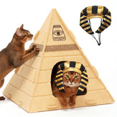 Mellownido: vista frontal de la casa para gatos en pirámide para descanso y juego.