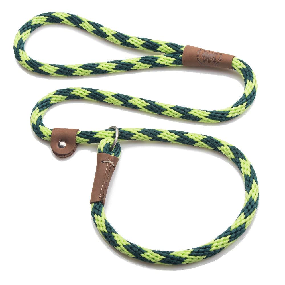 Mendota Slip Leash verde lima, combinación útil para entrenamiento de perros grandes.