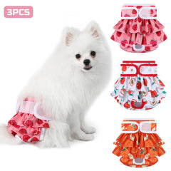Pañales Mengelina para perras, primer plano de tela suave, comodidad diaria para tu mascota.