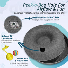 Meow Mates tunel-gato-material-fieltro-resistente, duradero para juego diario.
