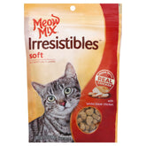 Meow Mix Irresistibles empaque con cierre reutilizable para conservar la frescura del pollo