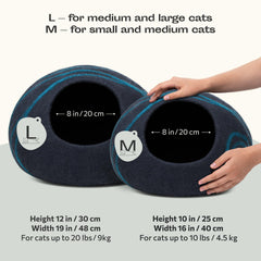Interior suave de MEOWFIA Cueva para Gato en lana merino para dormir cómodo.