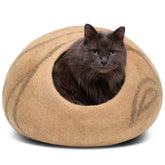 MEOWFIA cueva para gato de lana merino, refugio suave para siestas.