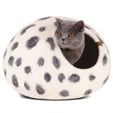 MEOWFIA Cueva para gato en lana merino, refugio interior cómodo.