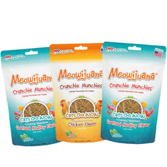 Meowijuana Crunchie Munchies paquete mariscos, premio sabroso para tu gato.