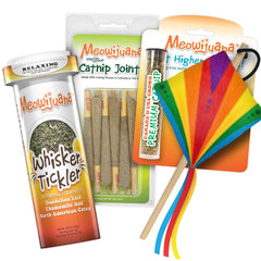 Meowijuana: juguete cometa para gatos que fomenta juego activo y exploración.