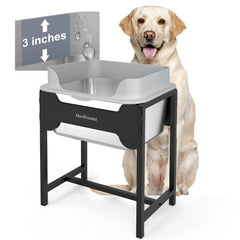 MeoWriental cuenco de agua para perros elevado sin derrames, experiencia de hidratación limpia
