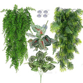 MEPHAN plantas para reptiles, hojas colgantes grandes para decorar terrario