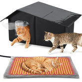 MEWTOGO casa de gatos exterior con techo PVC impermeable para lluvia y clima frío.