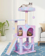 MIAO PAW Arbol gatos arcoiris con hamaca para descanso cómodo.