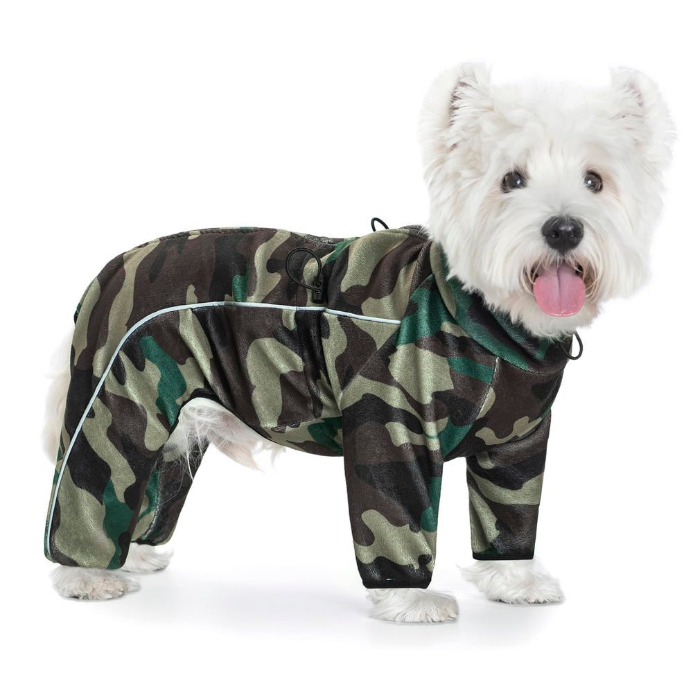 Miaododo capa de forro polar para perros camuflada, abrigo cálido para paseos fríos.
