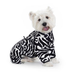 Miaododo capa para perro Zebra, vista dorsal, protege del viento en salidas al aire libre.
