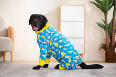 Pijama Miaododo con diseño jirafa azul, aspecto divertido y cómodo.