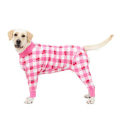 Miaododo traje recuperación para perro rosado, frente: protección suave y reducción de lamido.