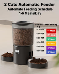 Miaosical alimentador automático con doble bandeja, vista superior – evita peleas durante la comida.